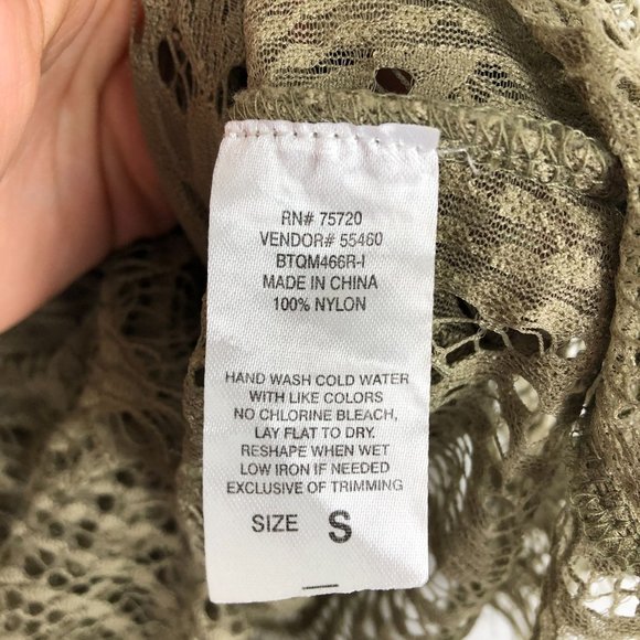 BKE Boutique Women's Size Small Olive Green Brown Eyelash Lace Scoop Tank Top - Picture 8 of 9